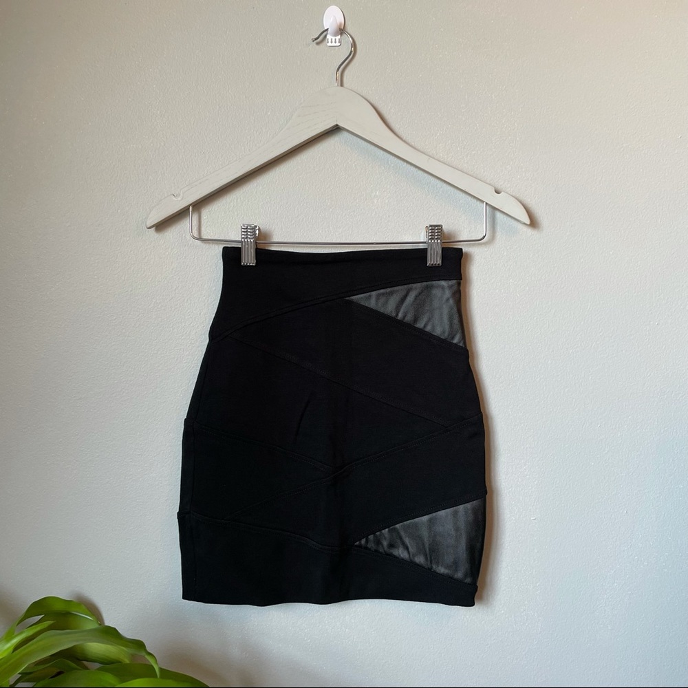 Talula bodycon black faux leather blend skirt